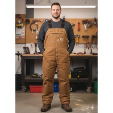 Carhartt Loose Fit Firm Duck Insulated Bib Overall Size 42/30 R41 BRN
