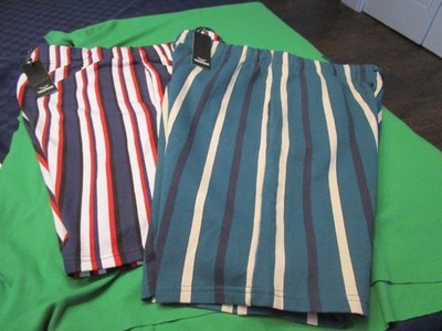 NWT LOT OF 2 THREADBARE MENS FLEECE LINED SWEAT SHORTS STRIPED XL