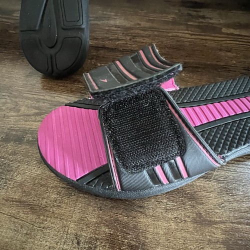 Speedo Slide Sandals Black Hot Pink Adjustable Strap Summer Pool Women's 10 - Picture 10 of 11