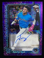 2025 Topps Chrome JAVIER SANOJA Rookie PURPLE SPECKLE REFRACTOR AUTO #/299 RC SP