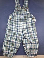 Vtg 90s usa OSHKOSH BABY B'GOSH Vestbak Plaid Jumpsuit Overalls Blue Green 6FB