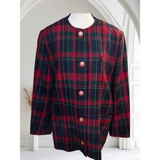 RARE Blazer Avoca Tartan Wool Plaid Made in Ireland Vintage 90s Holiday