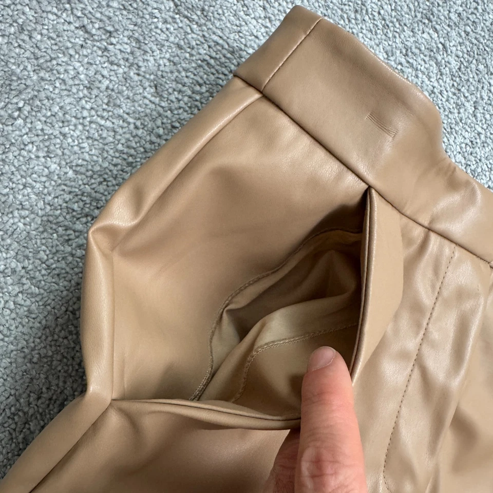 Alexia Admor Faux Leather Trouser Pants Women 9 Tan Camel Straight Leg High Rise - Image 3 of 4