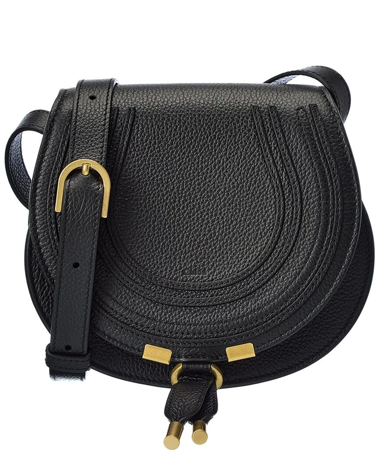 Chloé Marcie Small Leather Saddle Bag Women's Black