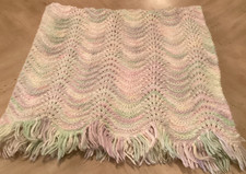 Handmade Vintage Crochet Baby Throw Blanket 32x28 Lap Size Carriage Crib