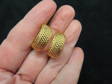 Authentic Gold Plated MONET 1960's Braided Clip Earrings