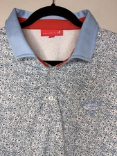 Redvanly Golf Polo Shirt Mens Short Sleeve Blue White XL Logo