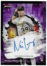 Nick Gonzales 2024 TOPPS FINEST MLB ROOKIE AUTOGRAPH CARD Pirates RC AUTO SP/125