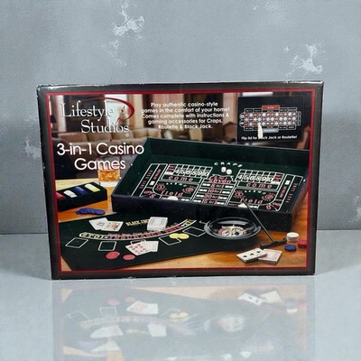 Lifestyle Studios Casino 3-in-1 Table Game Set Blackjack Craps Roulette New
