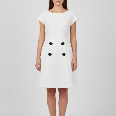 Boutique Moschino White Cotton Bateau Neck Mini Dress M