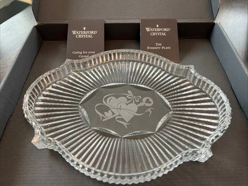 Waterford Crystal Vintage Eternity Key to My Heart Tray 10 Inch