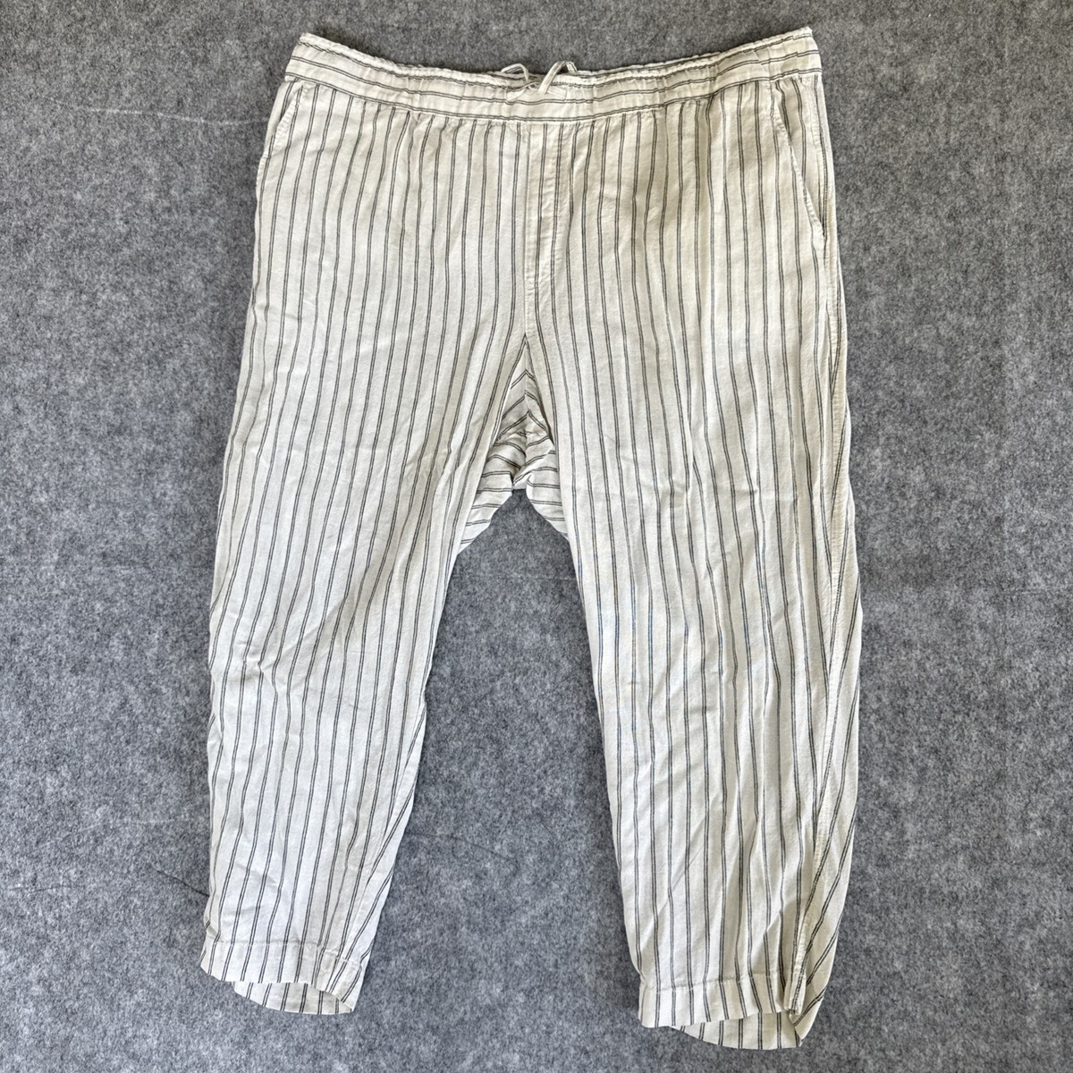 GAP Slacks Pants Women XXL White/Gray Stripe Easy Pant Elastic