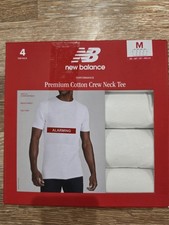 NEW BALANCE-New-Men's Premium Cotton Crew Neck Tee-3 Pack-White-Size MEDIUM