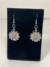 Silver Sunflowers Dangle Earrings