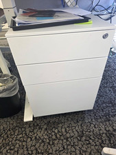 White Metal Filing Cabinet 3 Drawer Under Desk Pedestal Lockable