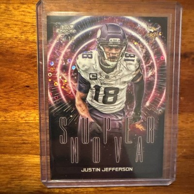 2025 Topps Chrome Cosmic Justin Jefferson SUPER NOVA SSP Black Disco /10 Vikings