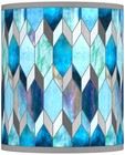 Giclee Print Lamp Shade Blue Tiffany-Style Small 10x10x12 Spider Harp and Finial