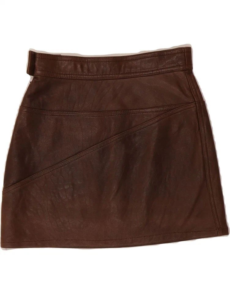 Minifalda de cuero LAUREL para mujer EU 36 pequeña W26 marrón CQ07 Foto 2 de 3