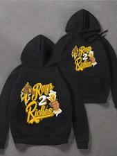 Men'S Casual 360g Hoodie with Double-Sided Print, Kangaroo Pocket  Drawstring -