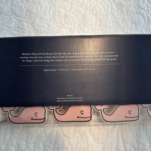 Vineyard Vines for Target 10ct Pink Whale Battery String LED Lights NEW - Picture 6 of 7