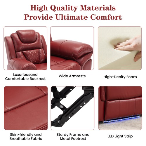 Home Theater Manual Recliner Loveseat - Storage, Cupholders, LED, Wine Red - Picture 6 of 19