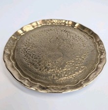 Antique Persian Islamic Middle Eastern Damascus Brass Dish 3.75" - 3 3/4”