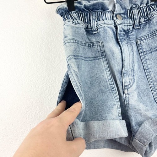 STELLA MCCARTNEY High Waist Paperbag Denim Shorts, Cuffed, Size 25 Rare - Picture 3 of 9