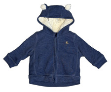 Baby Gap 6-12 Months Teddy Bear Ears Hoodie Full Zip Hooded Sweatshirt Navy Blue