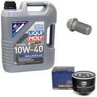 MotoröL Set 10W-40 5 Liter + ÖLfilter SM 142/1 + Schraube FüR Opel Movano 1.9