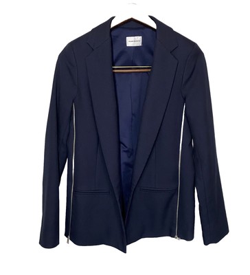 Club Monaco Blazer Women's Medium Navy Blue Wool Blend Open Zipper