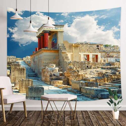 Extra Large Tapestry Wall Hanging Palace of Knossos Medieval Fabric Art Posters - Picture 1 of 7