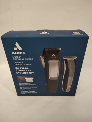 ANDIS inCRED CORDLESS COMBO CLIPPER & T-BLADE TRIMMER 23 PC CORDLESS STYLING KIT