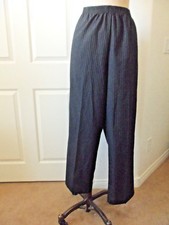 Briggs New York Plus Black Pinstripe Polyester Rayon Elastic Waist Pant - 18W