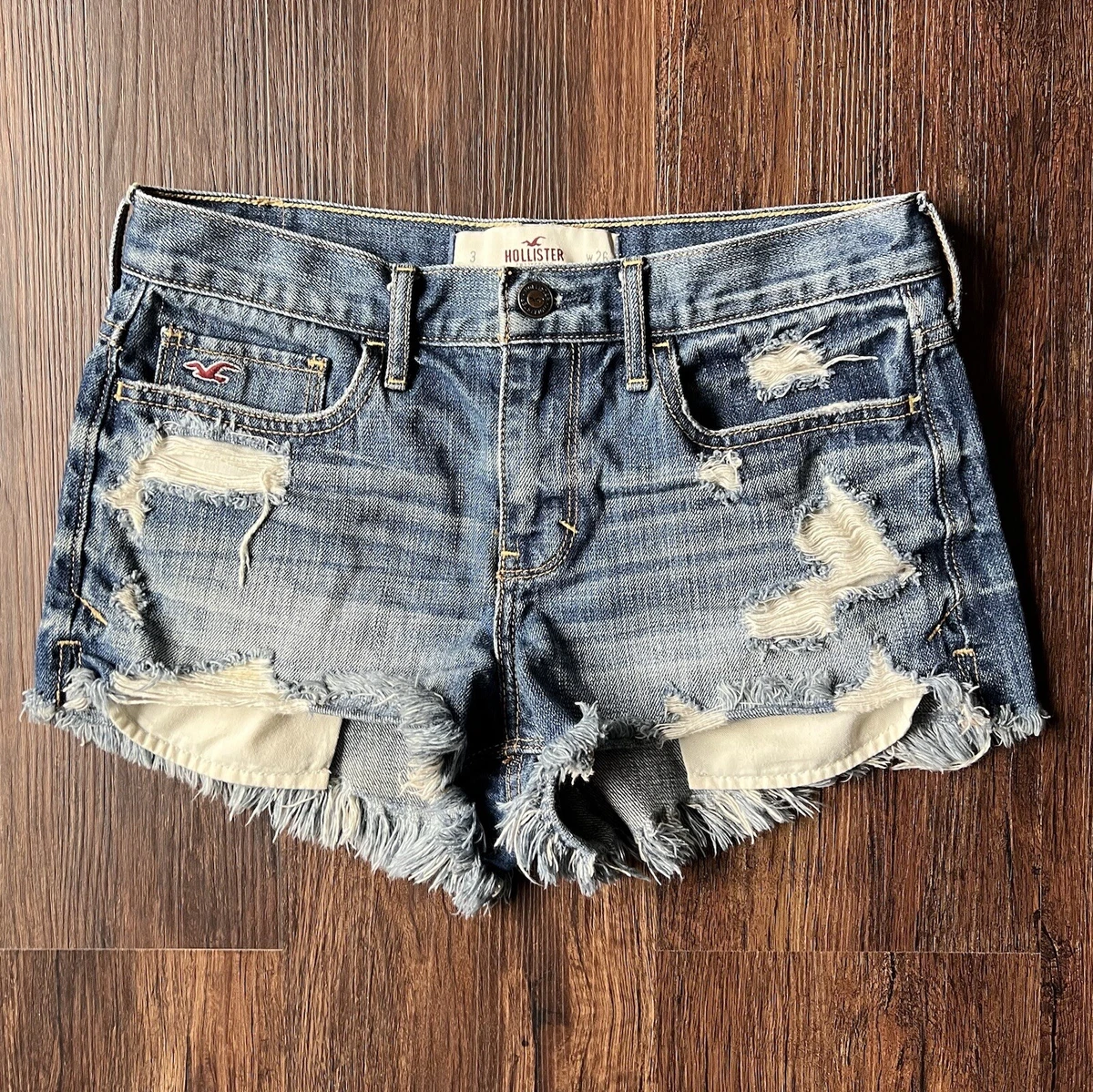 Hollister Jean Shorts Womens Size 3 / 29 Distressed Shortie Mid