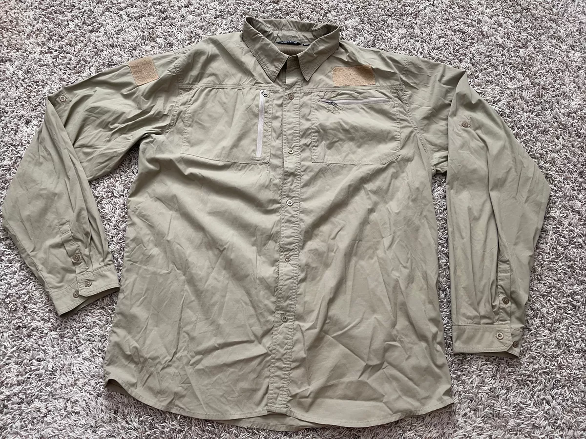 Arcteryx Mens Khaki Vented Sleeve Roll up Button Fishing Shirt 3XL EUC