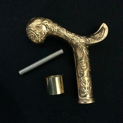 DESIGNER SOLID VINTAGE BRASS HEAD HANDLE WALKING STICKS ANTIQUE CANES BEST GIFT - Afbeelding 3 van 4