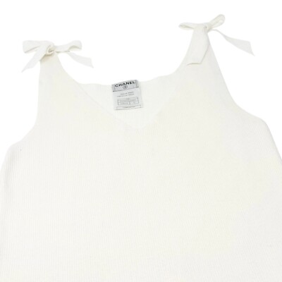 ⭐︎希少⭐︎Chanel スポーツ タンクトップ ホワイト グレー CHANEL Vintage 05P CC Mark Logo Rib Knit Tank Top #38 Sleeveless