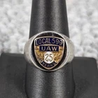 Vintage Union UAW Local 599 25 Years 10K Gold Emblem Sterling Ring Size 10 12g