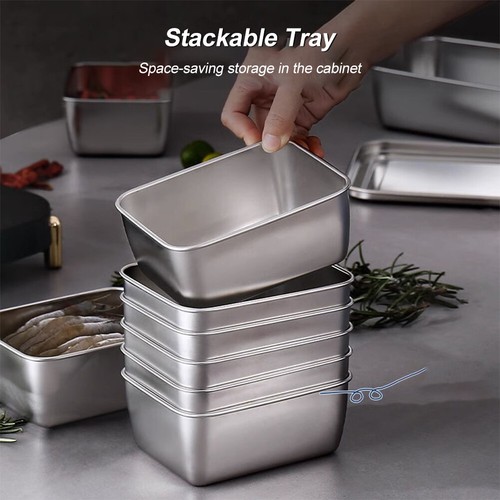 Pannello di stoccaggio profondo commerciale in acciaio inox rettangolare per uso domestico ristorante - Foto 10 di 27