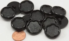 Lot of 12 Black Plastic Shank Buttons 7/8" 23mm  # 6681