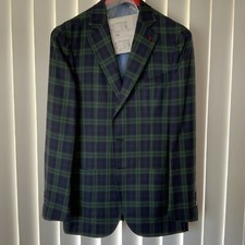 NEW 2995 Isaia Blue Green Overcheck sports Men's Blazer 40R NEW