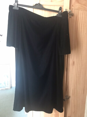 River Island Black Velvet Off-shoulder Bardot Dress UK Size 10