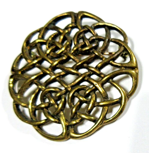 VTG UNUSUAL gold tone metl open work geometric flower Brooch Pin costume jewelry