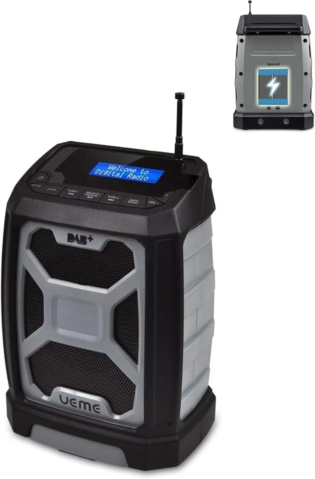 UEME Tragbares DAB Plus/FM Radio Mit Akku Aufladbar, Baustellenradio Mit Bluetooth