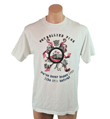 VTG 90s Potbellied Pigs You've Never Known Love Like This Before Humor T-Shirt L