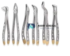 Set of 6 Dental Extraction Forceps Diamond Coated SandBlast gray