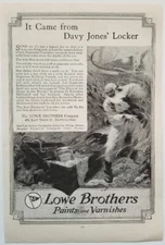 Lowe Brothers     1923 Magazine Ad     Neptunite Varnishes    T.D. Skidmore Art 