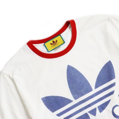 GUCCI x adidas Cotton T-Shirt 22SS White Red XS (160/84Y