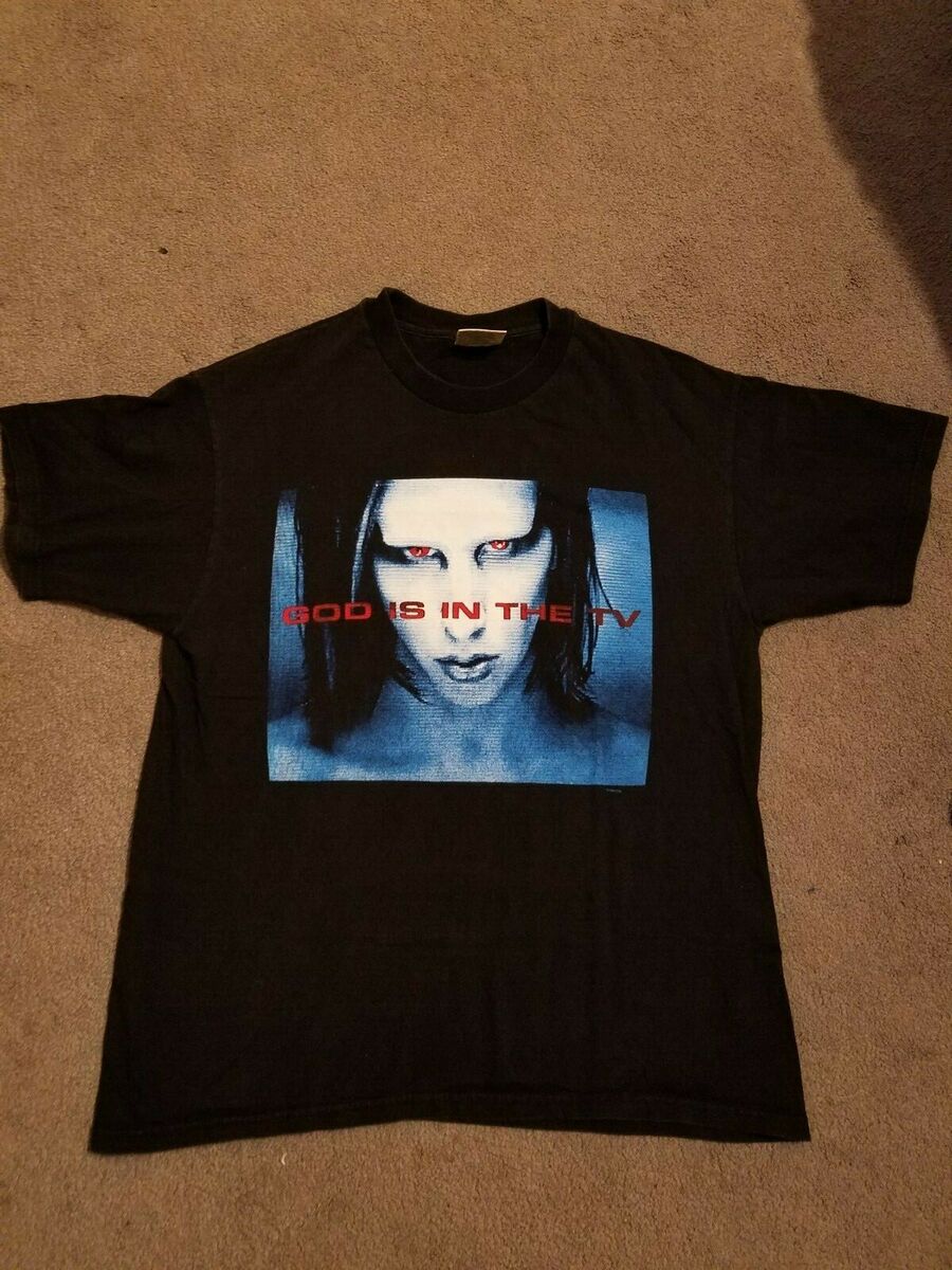 GOD is in the TV Marilyn Manson 1998 made tour T-shirt GOD is in the TV Marilyn Manson 1998 made tour T-shirt