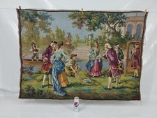 Vintage French Lake Fishing Scene Home Decor Wall Hanging Tapestry 135x97 cm